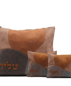 סט טלית ותפילין  רש"י ור"ת  - דגם טלאים גוון חום