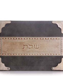 מגש לחלות - דגם רצועת עור  גוון אפור