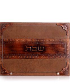 מגש לחלות - דגם רצועת עור  גוון קוניאק