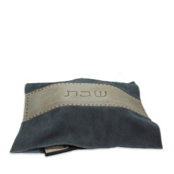 כיסוי לחלות  - דגם רצועת עור גוון אפור