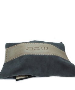 כיסוי לחלות  - דגם רצועת עור גוון אפור