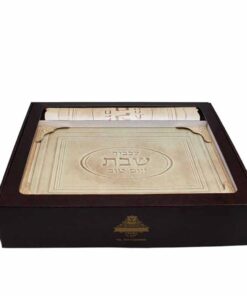 סט מגש ומפית לחלות - דגם עור מלא קלאסי גוון בז'