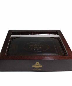 סט מגש ומפית לחלות - דגם עור מלא קלאסי גוון חום